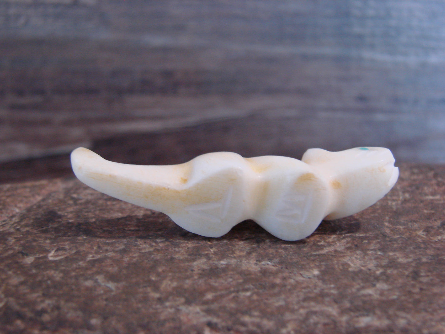 Native American Indian Hand Carved Alabaster Mountain Lion Fetish - B. Phillips