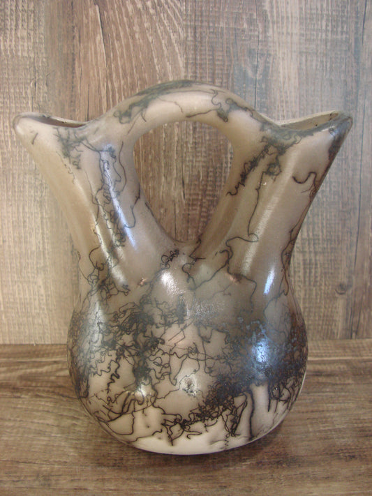 Small Native American Horse Hair Wedding Vase Pottery by Vail