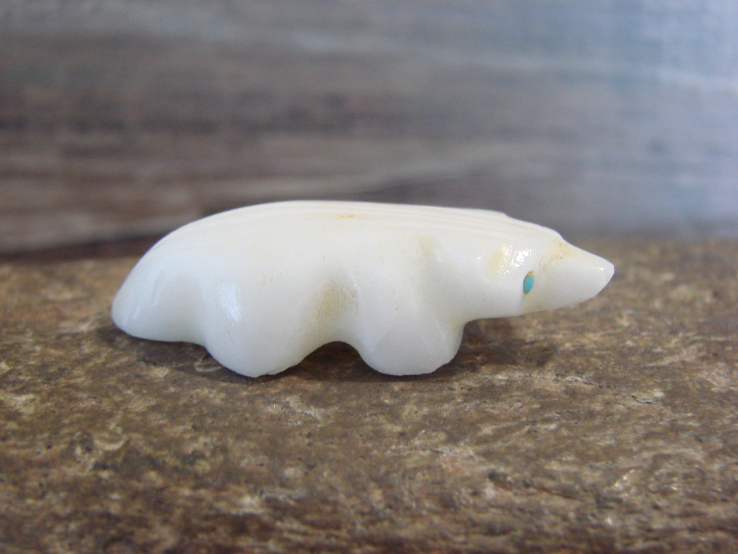 Native American Indian Hand Carved Alabaster Badger Fetish - B. Phillips