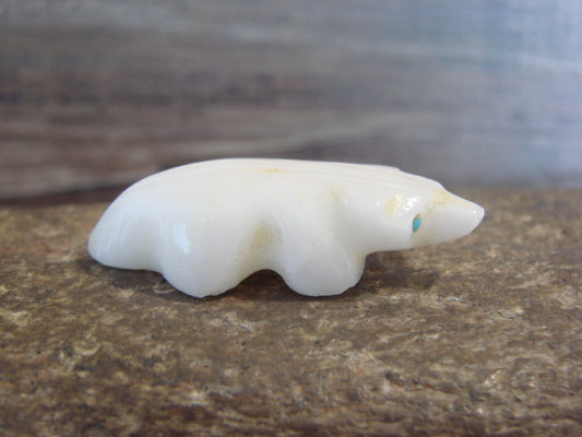 Native American Indian Hand Carved Alabaster Badger Fetish - B. Phillips