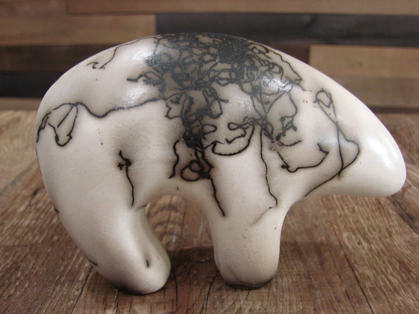Small Native American Pottery Horse Hair Bear Sculpture by Vail