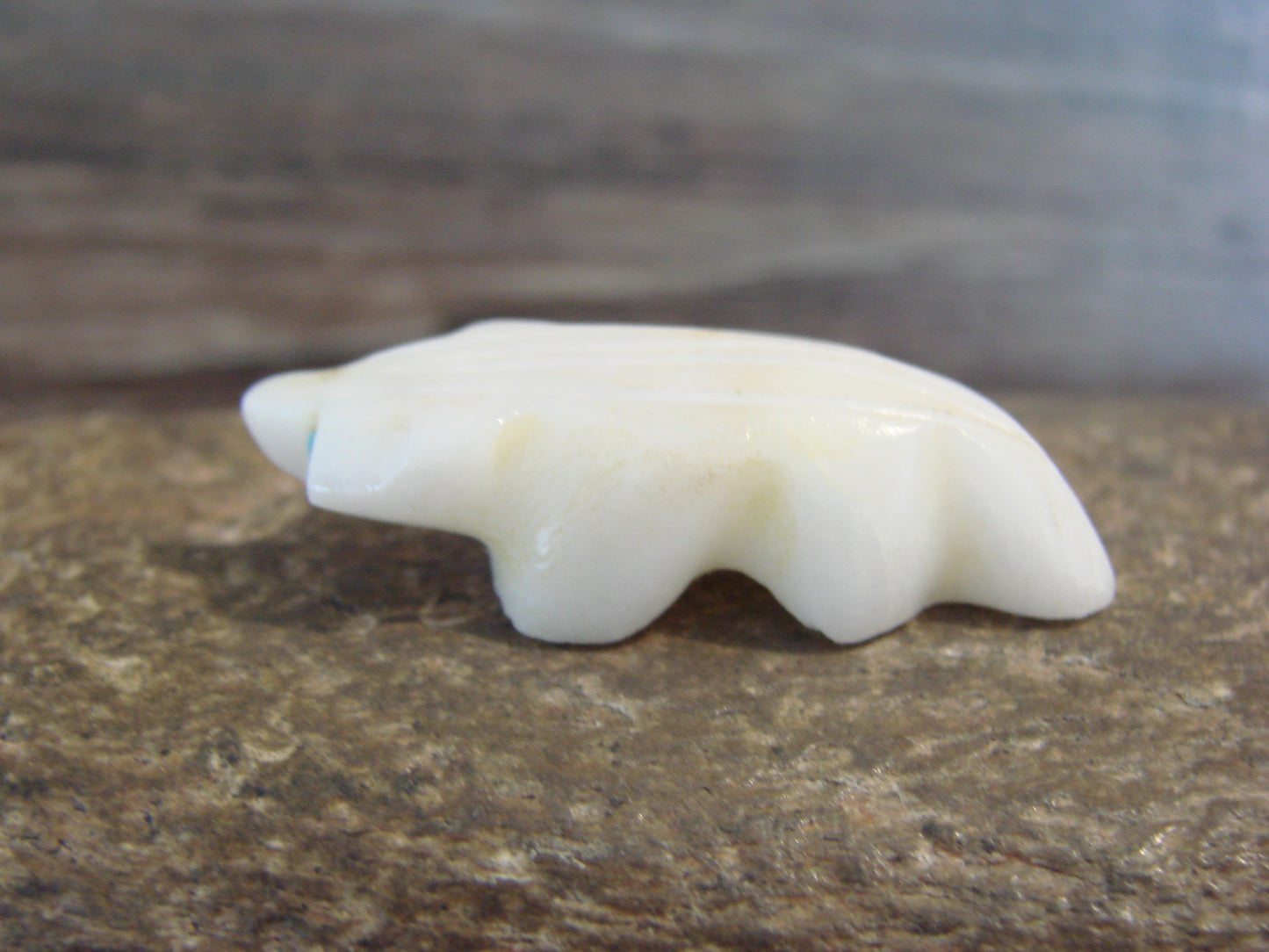 Native American Indian Hand Carved Alabaster Badger Fetish - B. Phillips