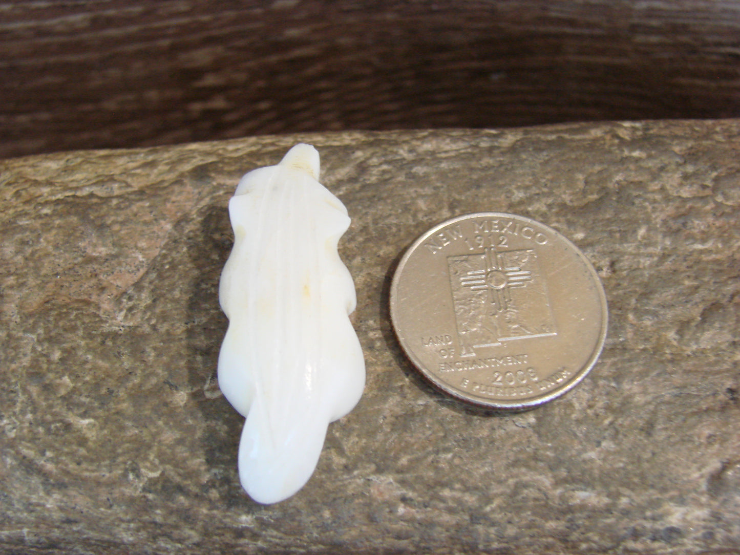 Native American Indian Hand Carved Alabaster Badger Fetish - B. Phillips