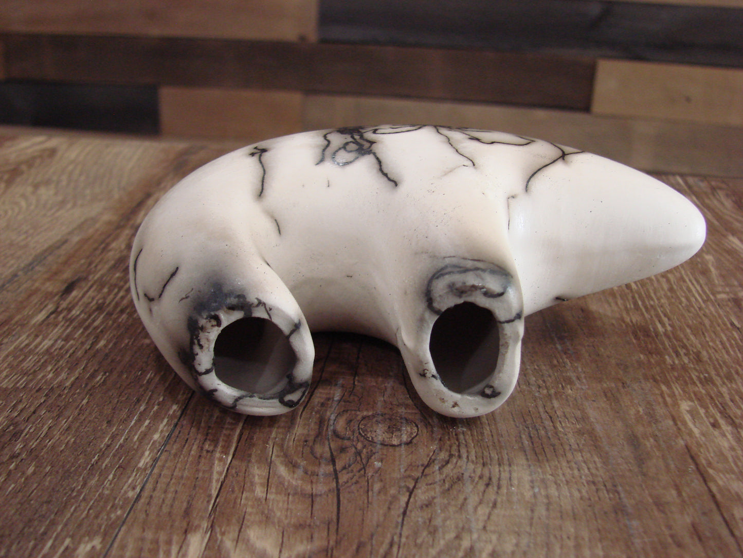 Small Native American Pottery Horse Hair Bear Sculpture by Vail