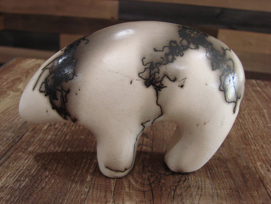 Small Native American Pottery Horse Hair Bear Sculpture by Vail