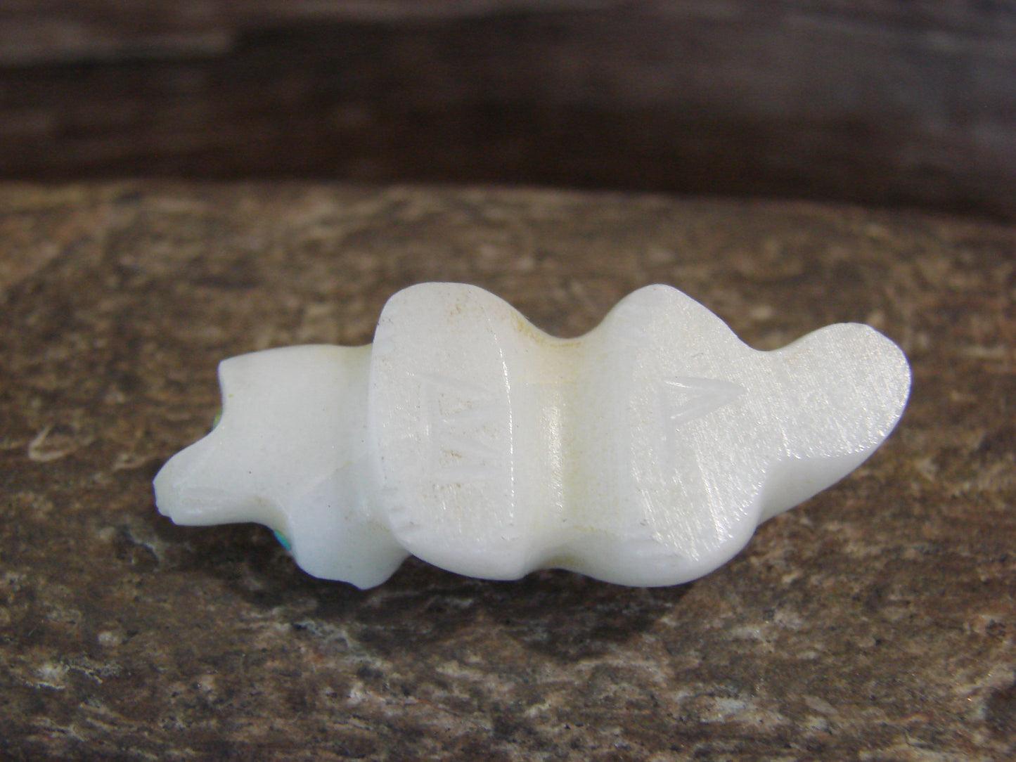 Native American Indian Hand Carved Alabaster Badger Fetish - B. Phillips