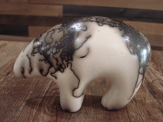 Small Native American Pottery Horse Hair Bear Sculpture by Vail