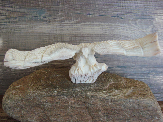 Native American Zuni Indian Hand Carved Antler Eagle Fetish - Malie