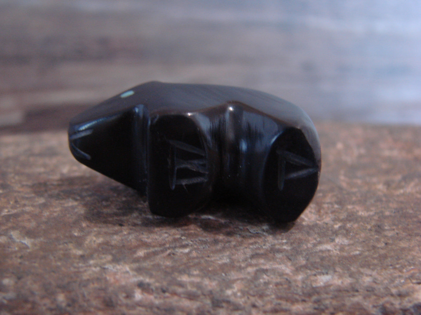 Native American Indian Hand Carved Jet Bear Fetish - B. Phillips