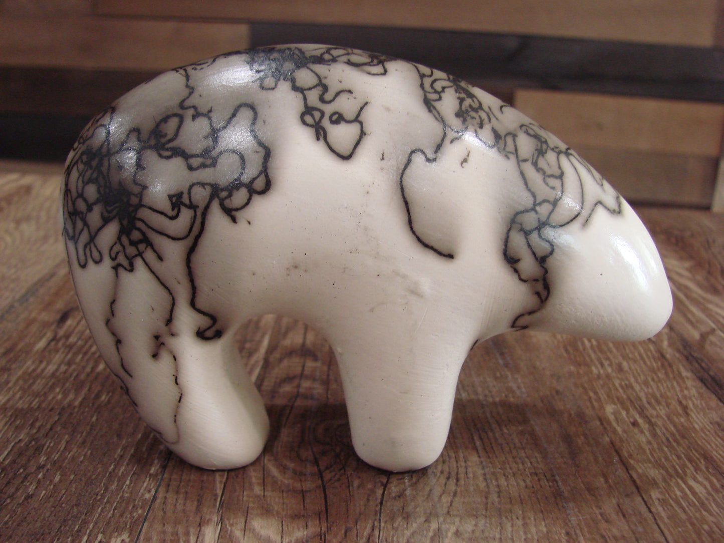 Small Native American Pottery Horse Hair Bear Sculpture by Vail