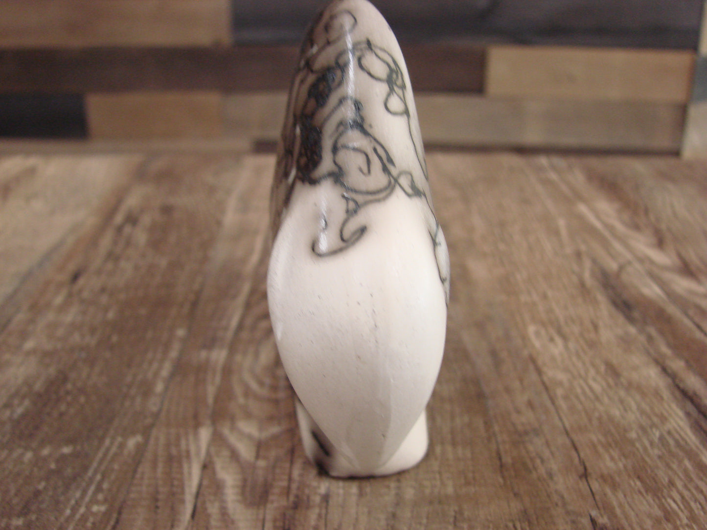 Small Native American Pottery Horse Hair Buffalo Sculpture by Vail