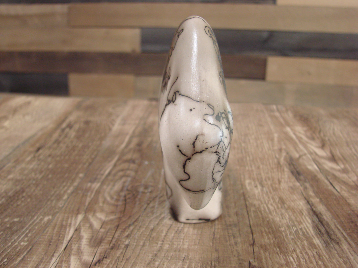 Small Native American Pottery Horse Hair Buffalo Sculpture by Vail