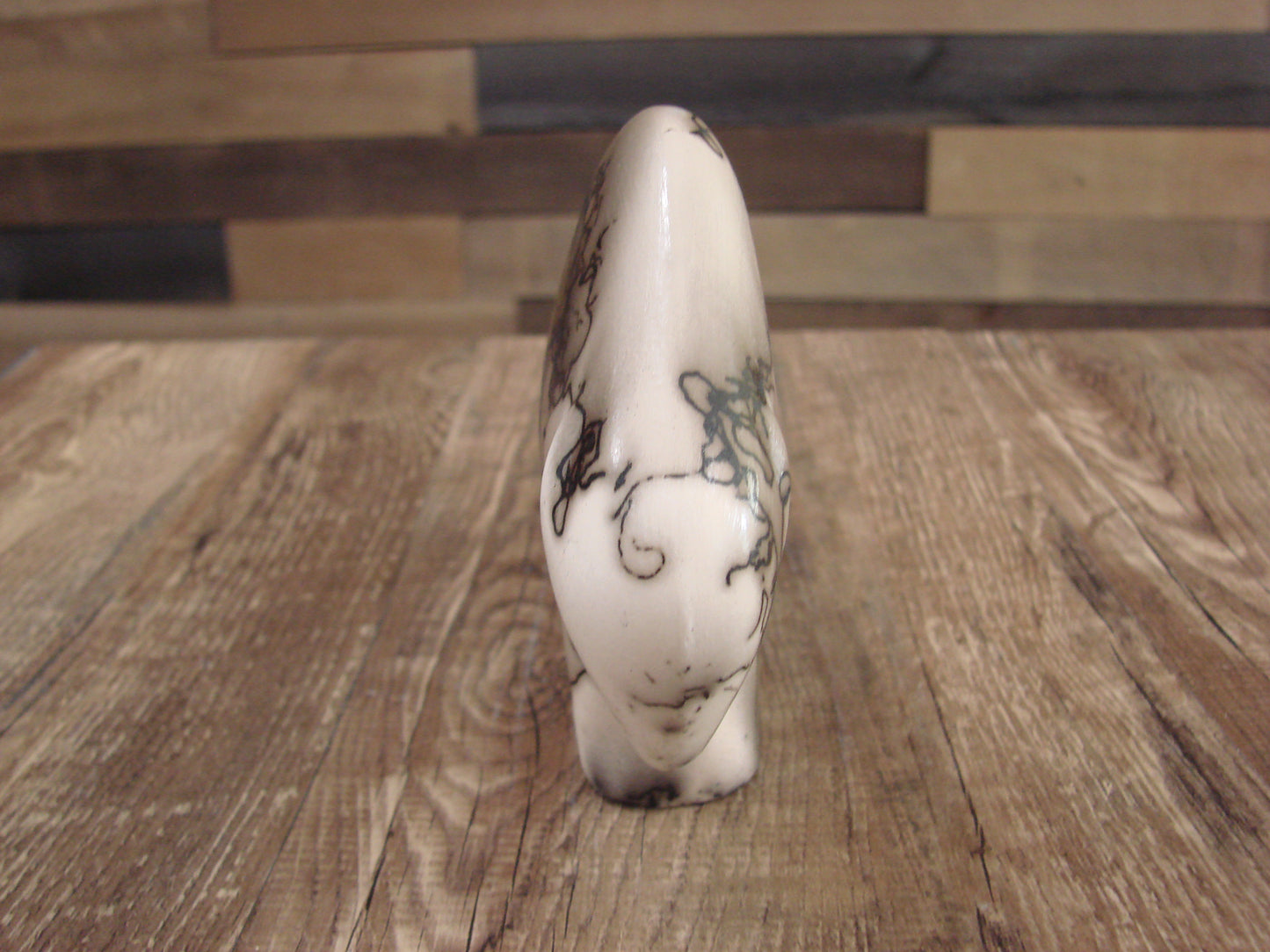 Small Native American Pottery Horse Hair Buffalo Sculpture by Vail