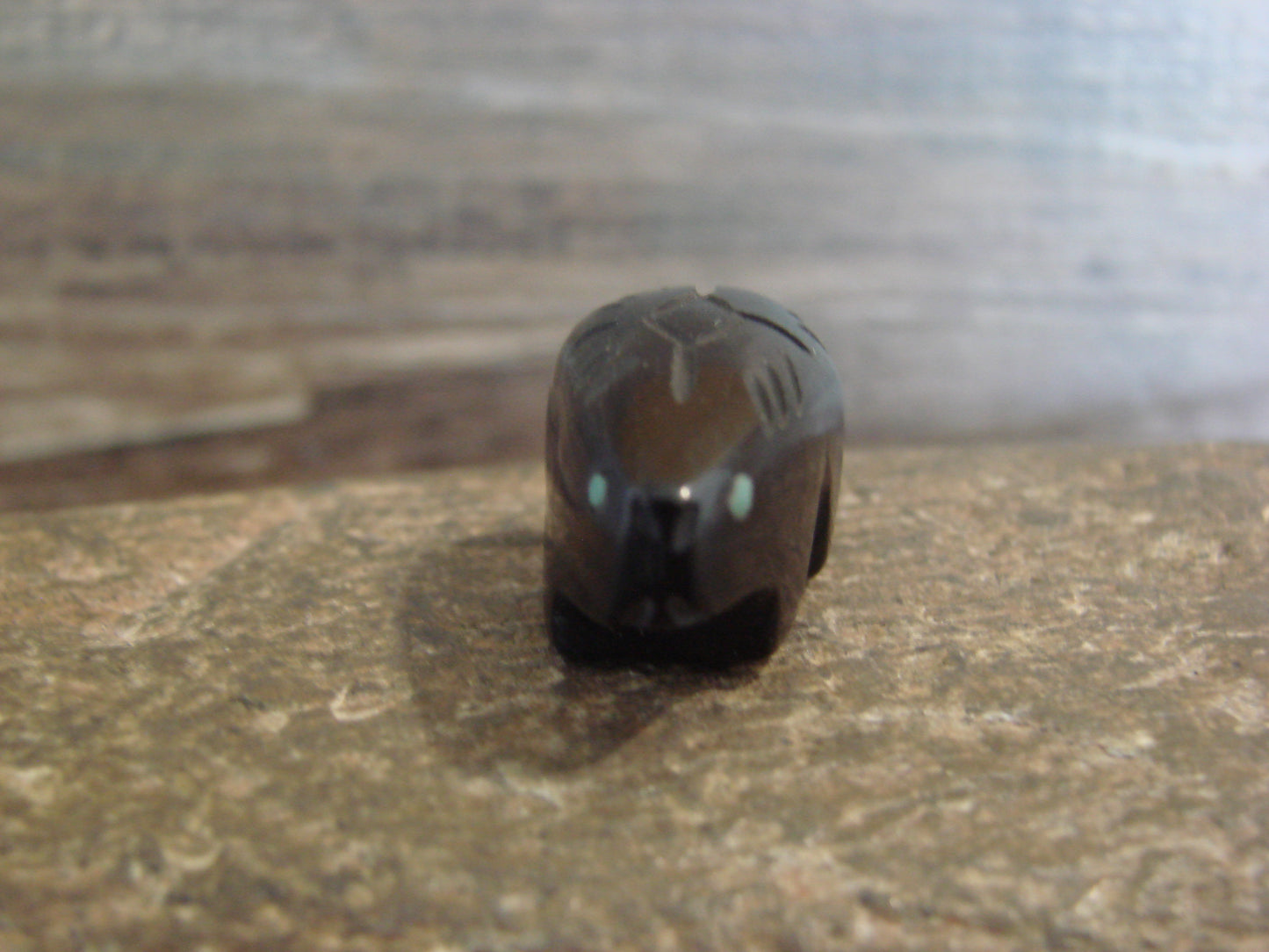 Native American Indian Hand Carved Jet Beaver Fetish - B. Phillips