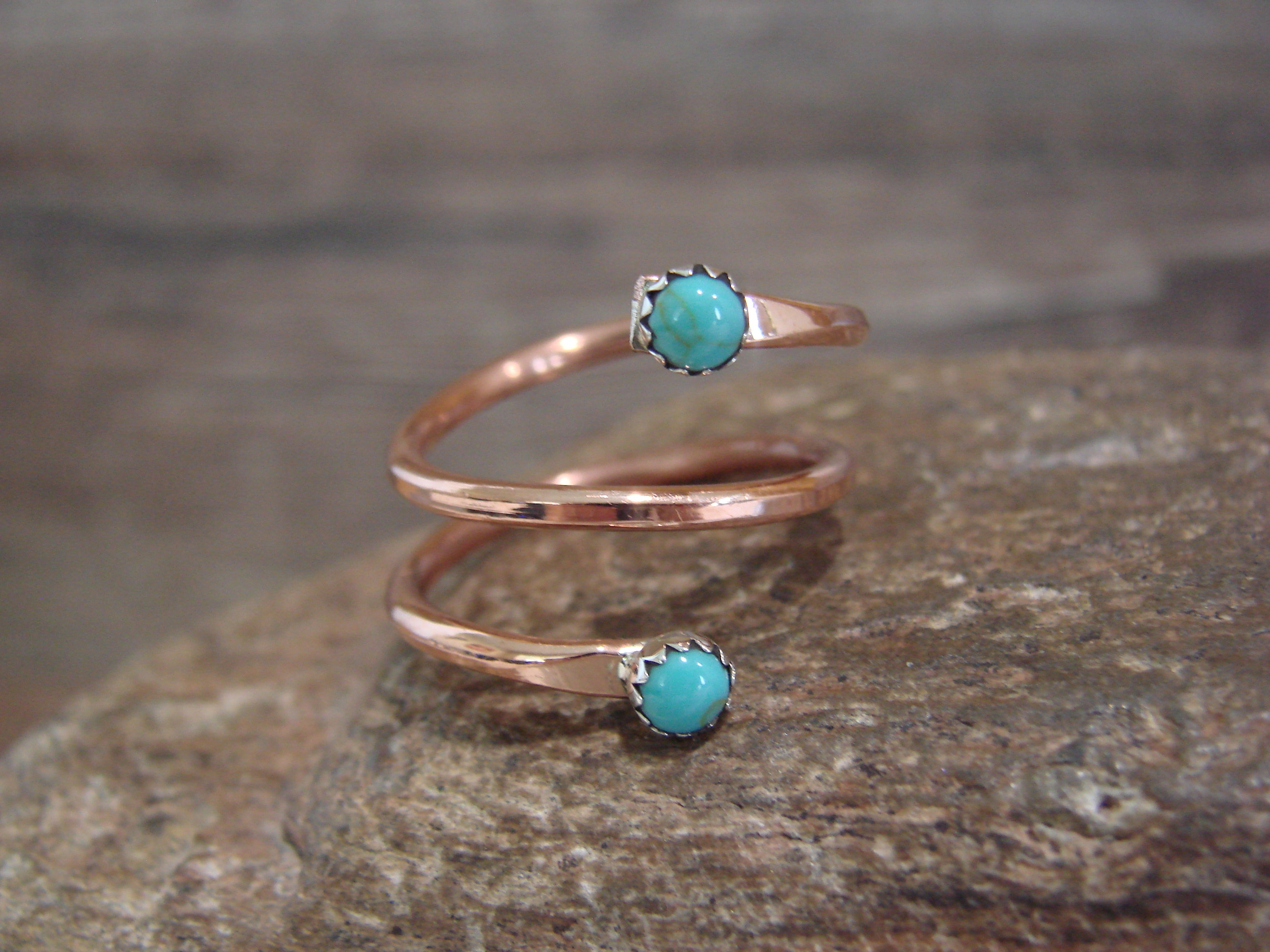 Native American Copper & Turquoise Adjustable Ring by Skeets– NTNM