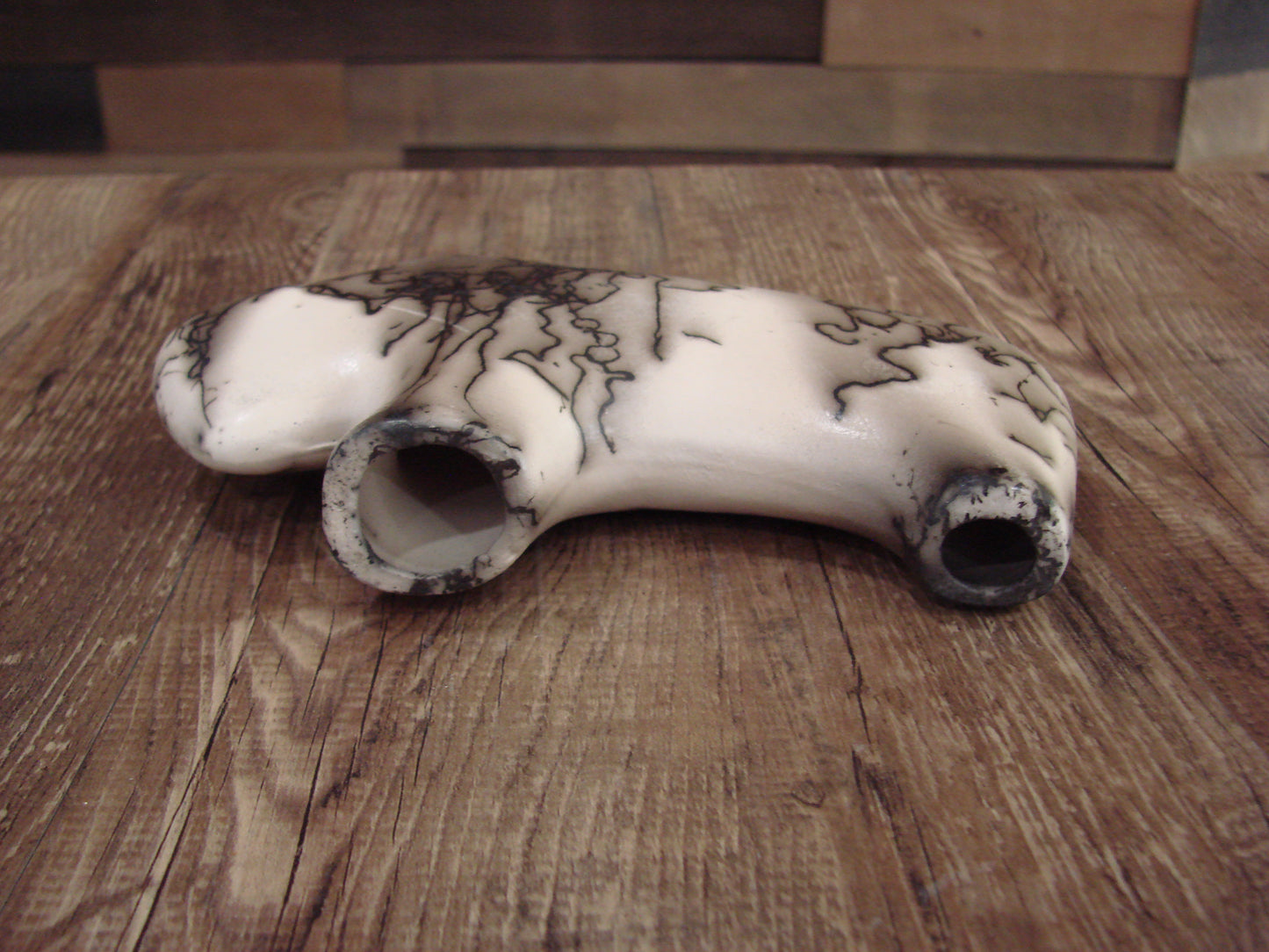 Small Native American Pottery Horse Hair Buffalo Sculpture by Vail