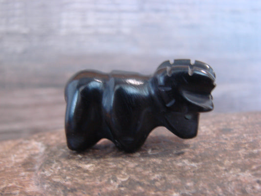 Native American Indian Hand Carved Jet Ram Fetish - B. Phillips