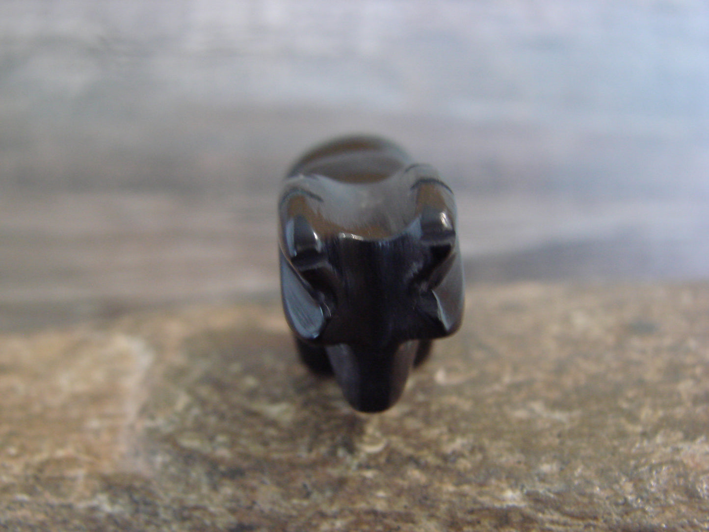 Native American Indian Hand Carved Jet Ram Fetish - B. Phillips