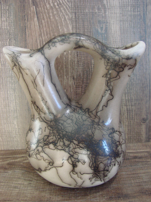 Small Native American Horse Hair Wedding Vase Pottery by Vail