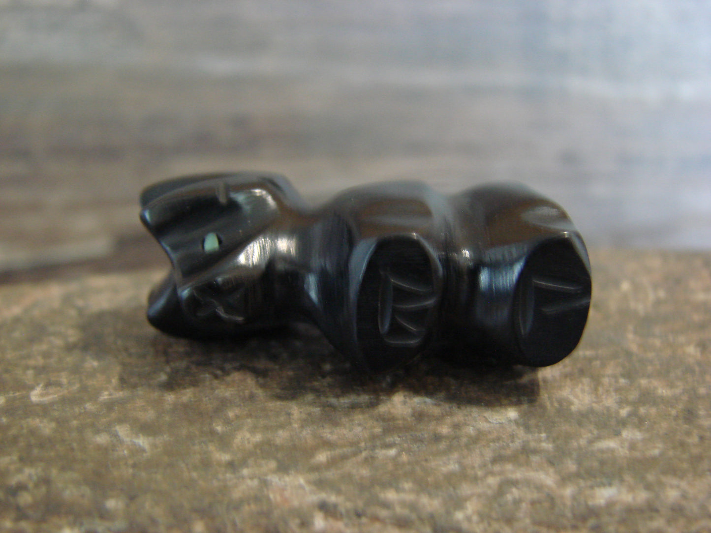 Native American Indian Hand Carved Jet Ram Fetish - B. Phillips