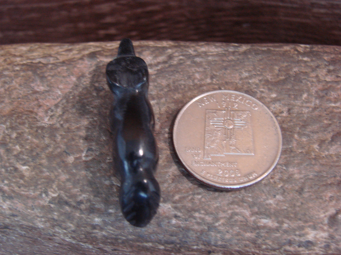 Native American Indian Hand Carved Jet Wolf Fetish - B. Phillips
