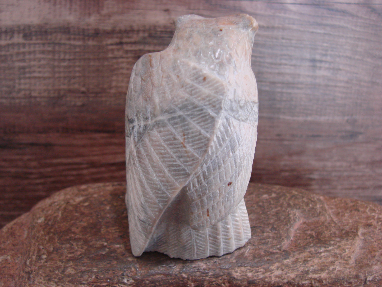 Native American Zuni Indian Hand Carved Owl Marble Fetish- Kaamasee