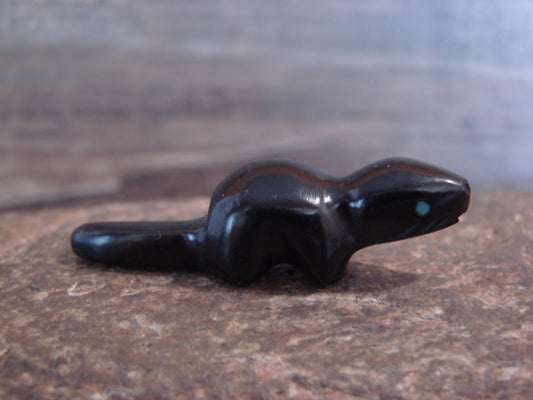 Native American Indian Hand Carved Jet Otter Fetish - B. Phillips