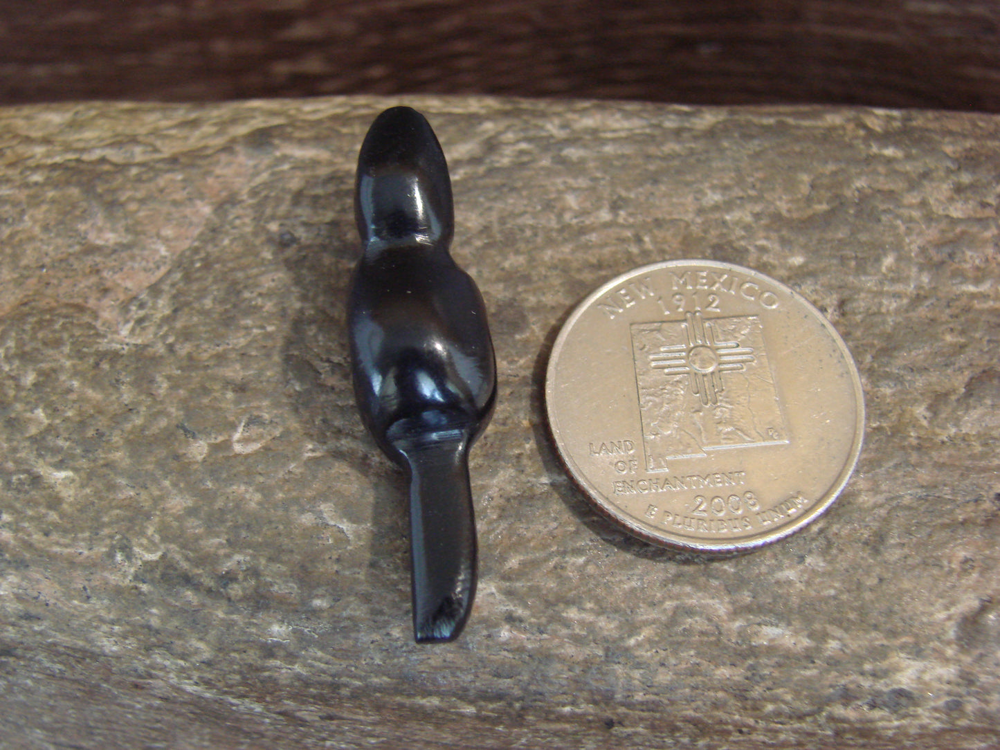 Native American Indian Hand Carved Jet Otter Fetish - B. Phillips