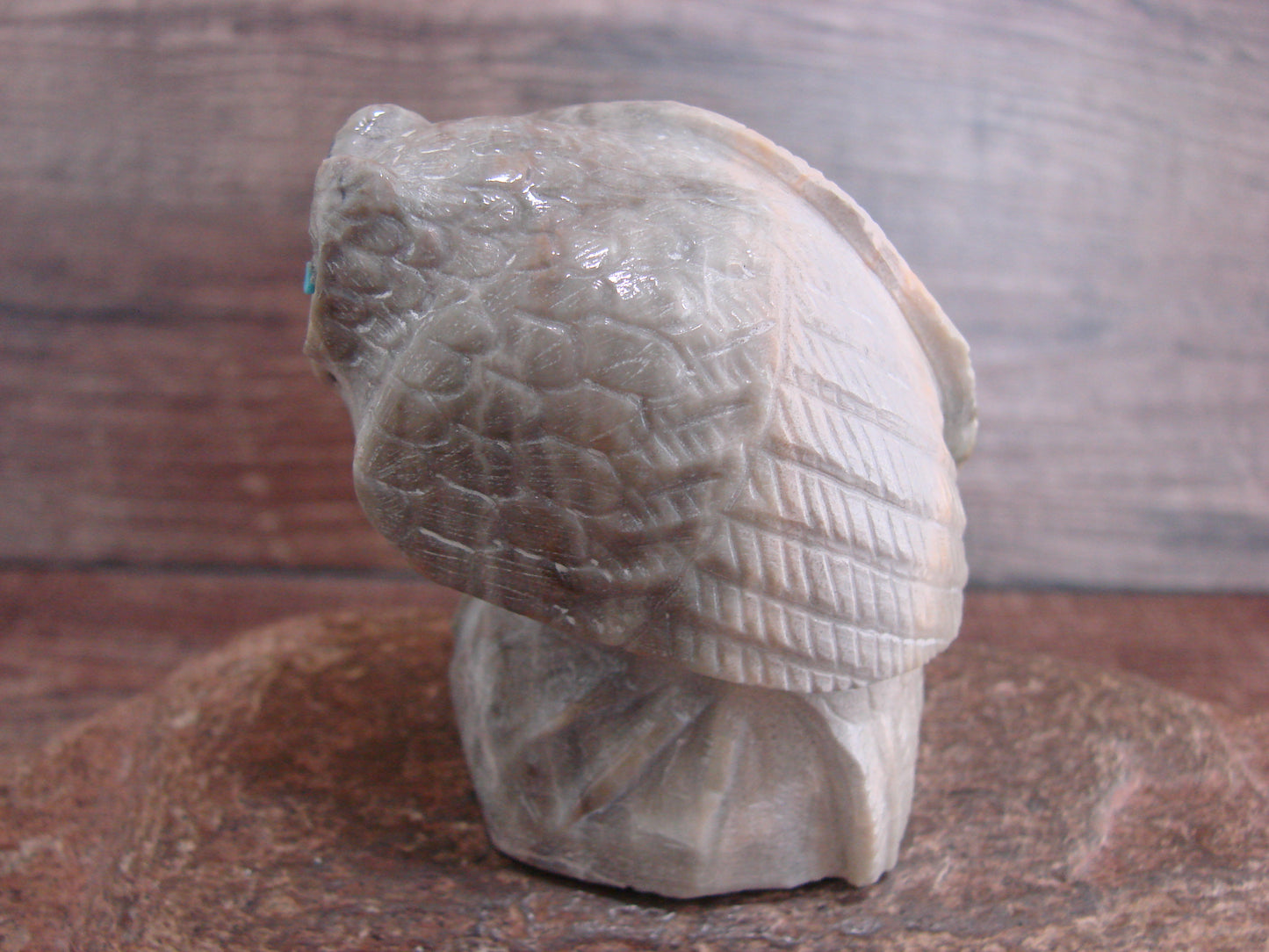 Native American Zuni Indian Hand Carved Owl Marble Fetish- Kaamasee