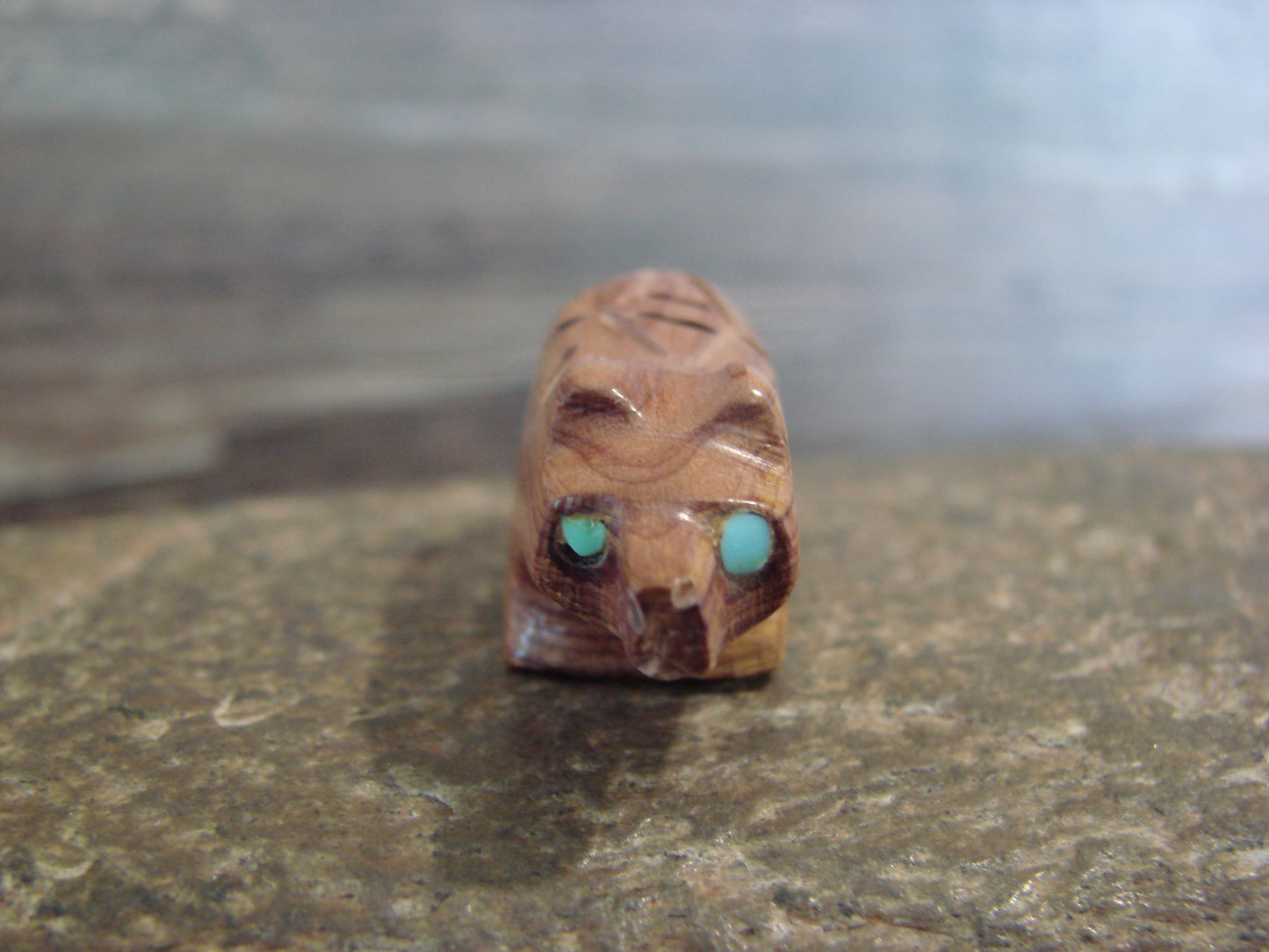 Native American Indian Hand Carved Cedar Bear Fetish - B. Phillips