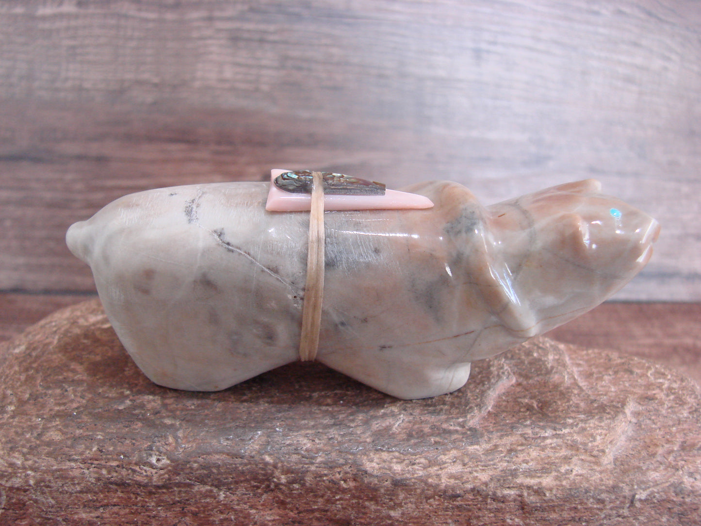 Native American Zuni Indian Hand Carved Mountain Lion Marble Fetish- Leekya