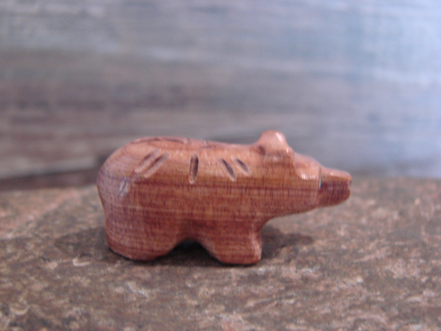 Native American Indian Hand Carved Cedar Bear Fetish - B. Phillips