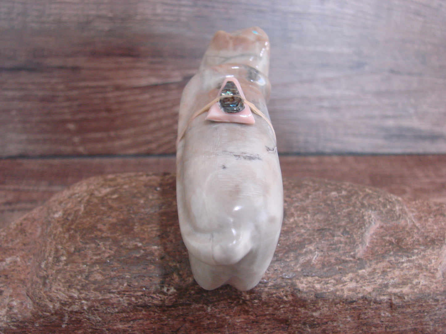 Native American Zuni Indian Hand Carved Mountain Lion Marble Fetish- Leekya