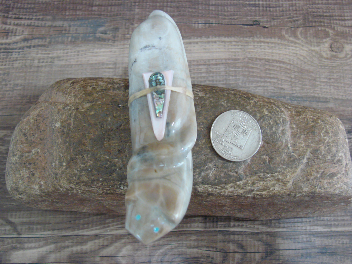 Native American Zuni Indian Hand Carved Mountain Lion Marble Fetish- Leekya