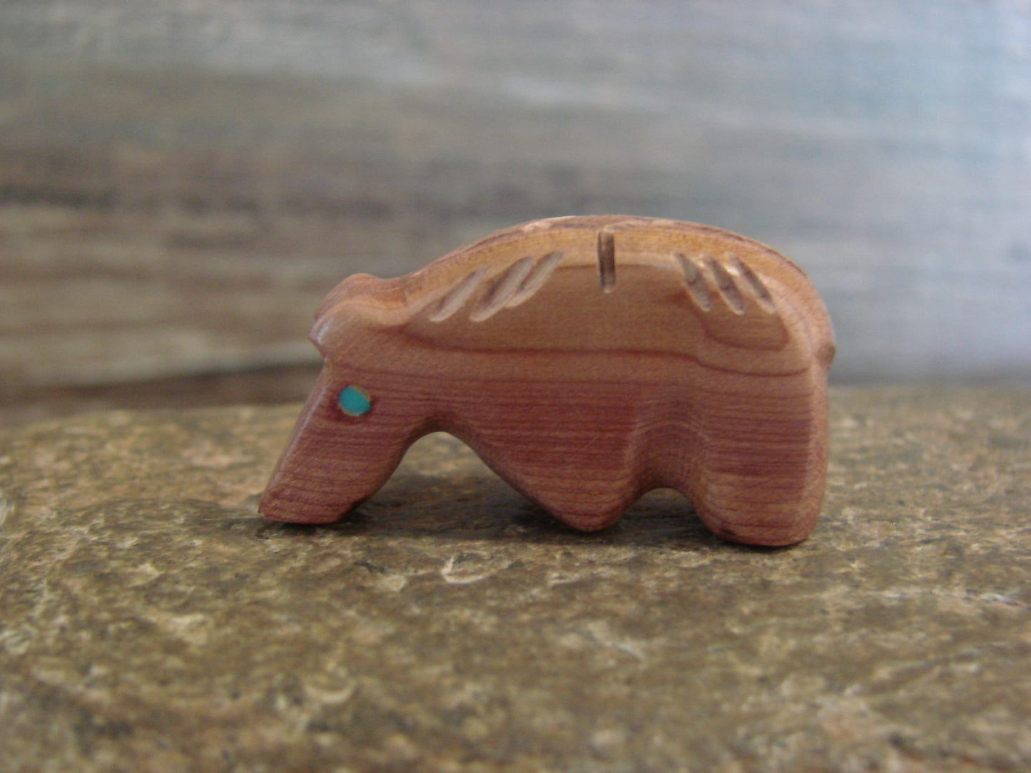 Native American Indian Hand Carved Cedar Bear Fetish - B. Phillips