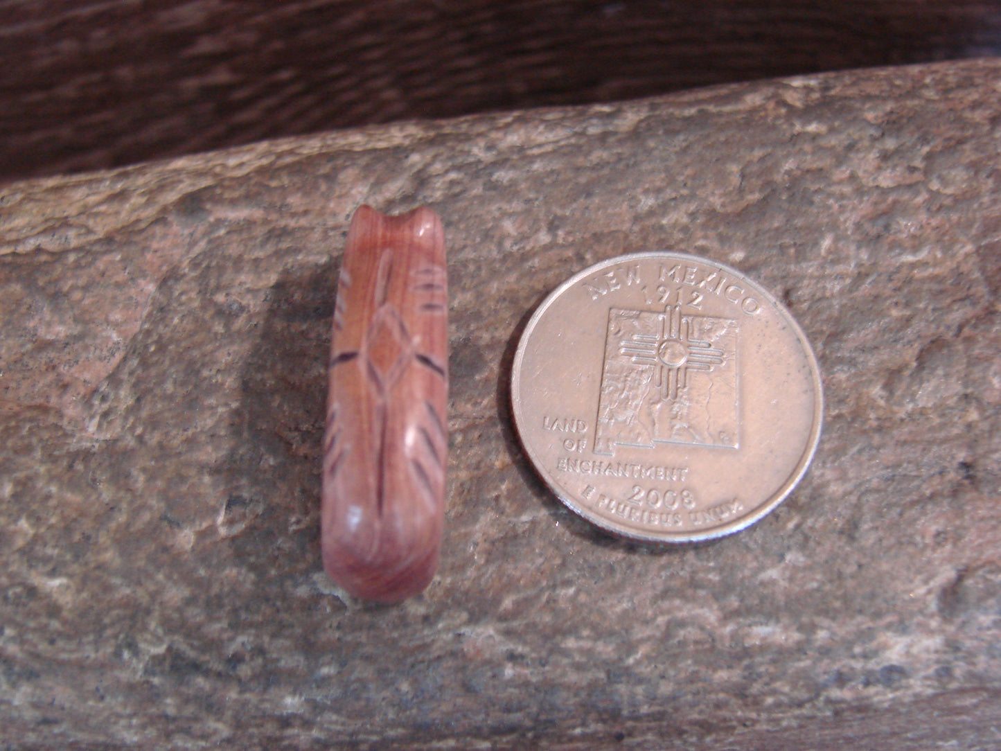 Native American Indian Hand Carved Cedar Bear Fetish - B. Phillips