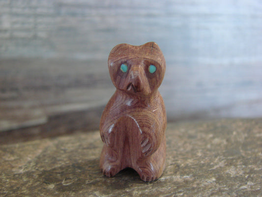 Native American Indian Hand Carved Cedar Bear Fetish - B. Phillips