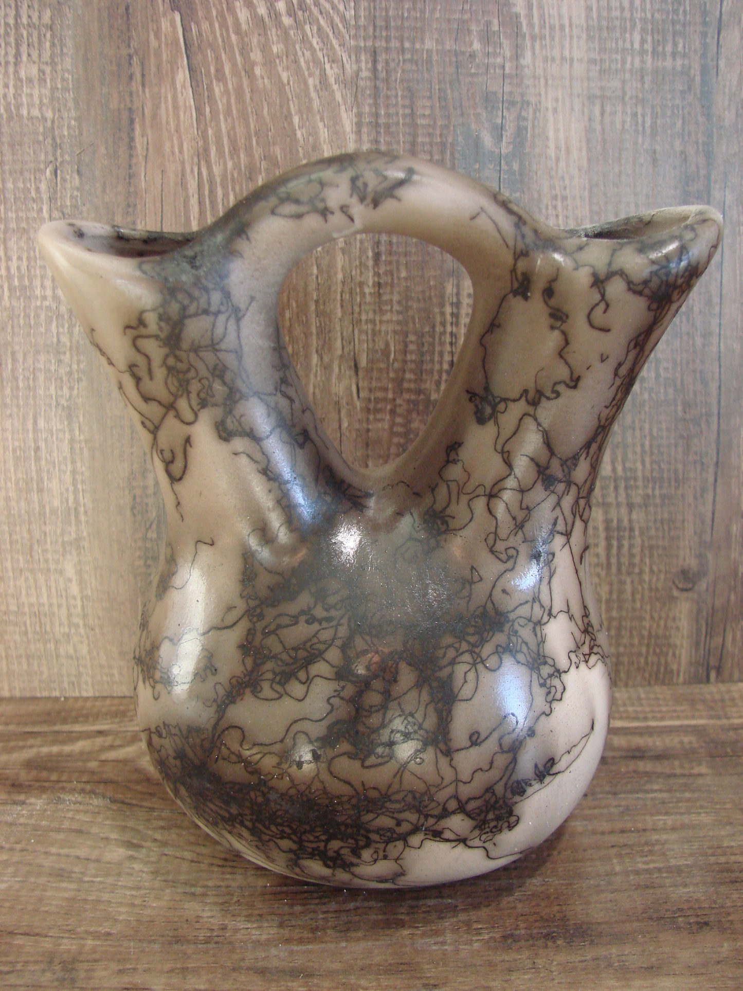 Small Native American Horse Hair Wedding Vase Pottery by Vail