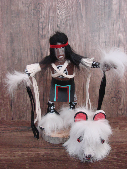Native American Masked White Bear Kachina Dancer by RS