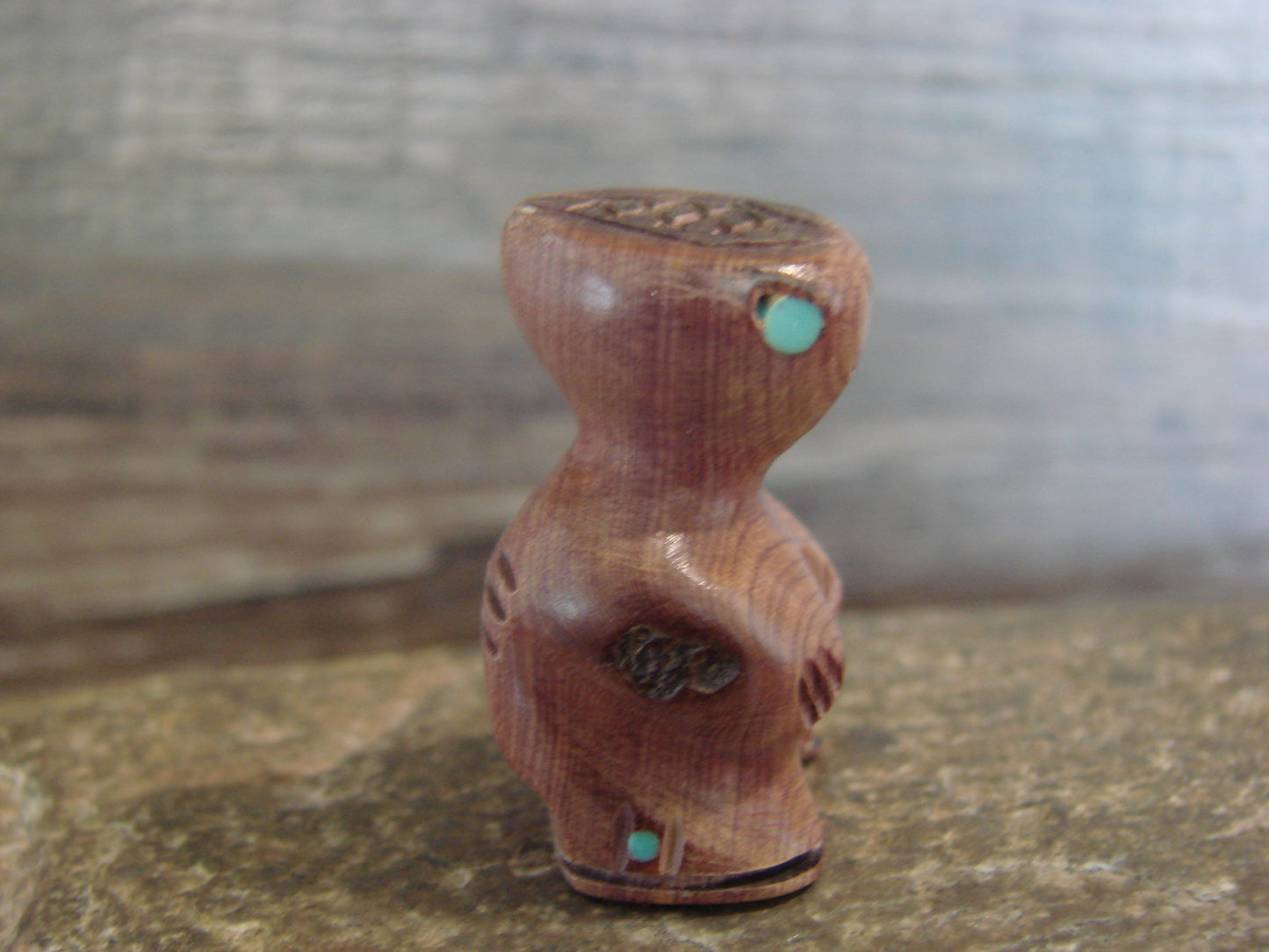 Native American Indian Hand Carved Cedar Alien Fetish - B. Phillips