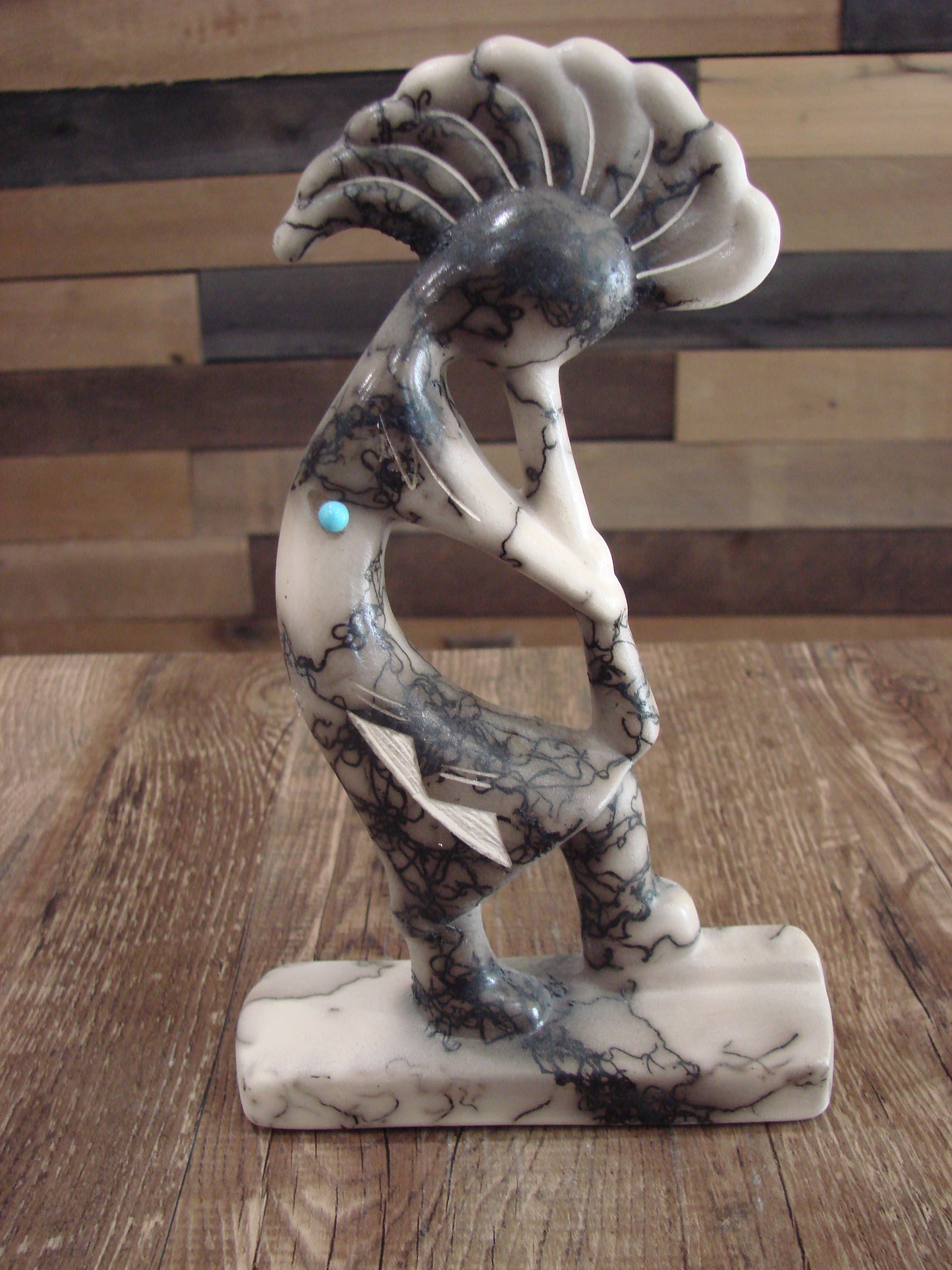 Native American Pottery Horse Hair Kokopelli Sculpture by Vail