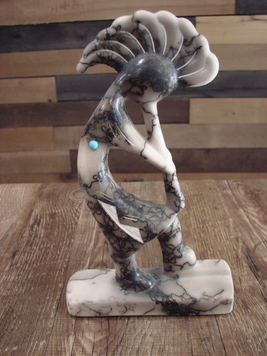 Native American Pottery Horse Hair Kokopelli Sculpture by Vail
