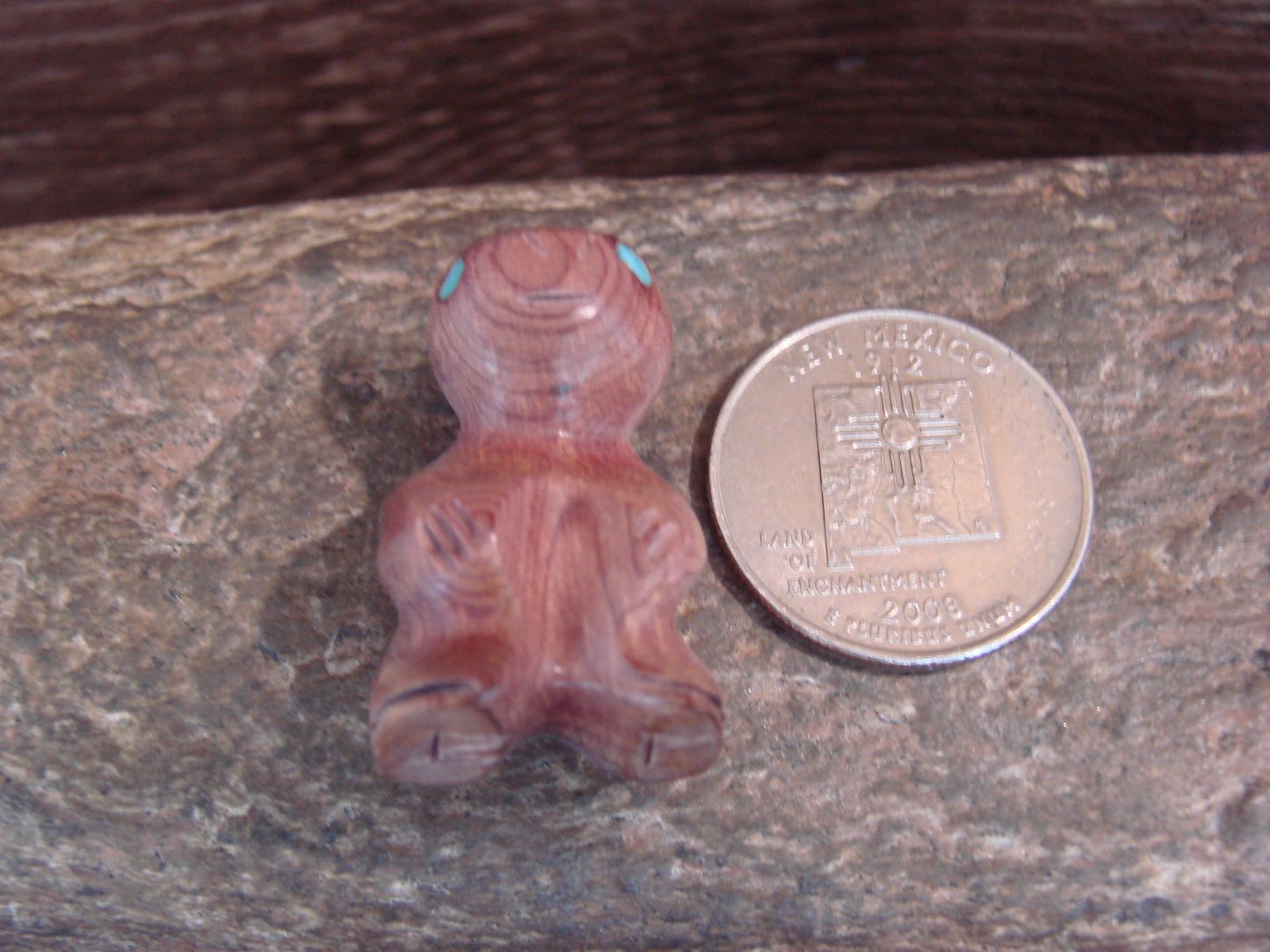 Native American Indian Hand Carved Cedar Alien Fetish - B. Phillips