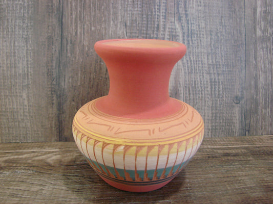 Small Native American Navajo Hand Etched & Hand Painted Pottery - Charlie