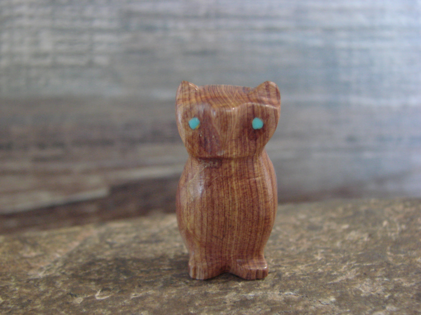 Native American Indian Hand Carved Cedar Owl Fetish - B. Phillips