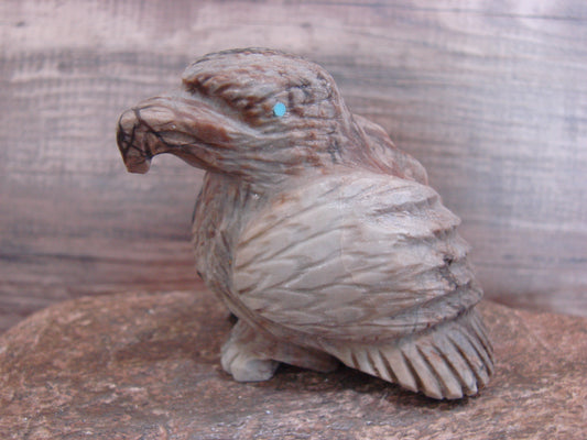 Native American Zuni Indian Picasso Marble Eagle Fetish- Mackel