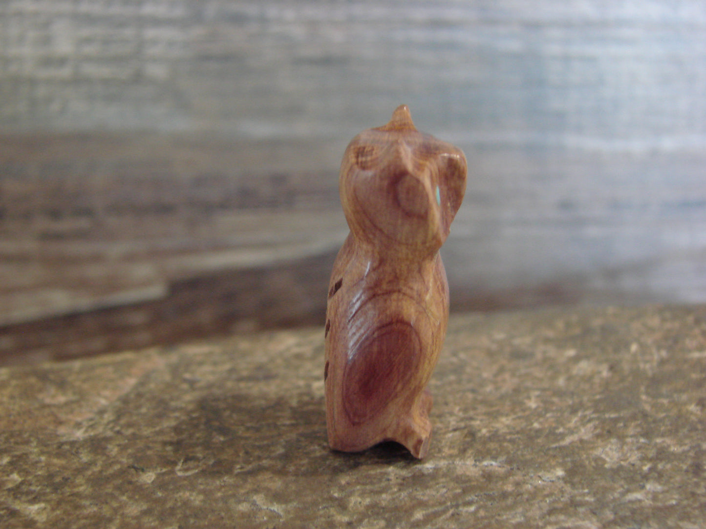Native American Indian Hand Carved Cedar Owl Fetish - B. Phillips