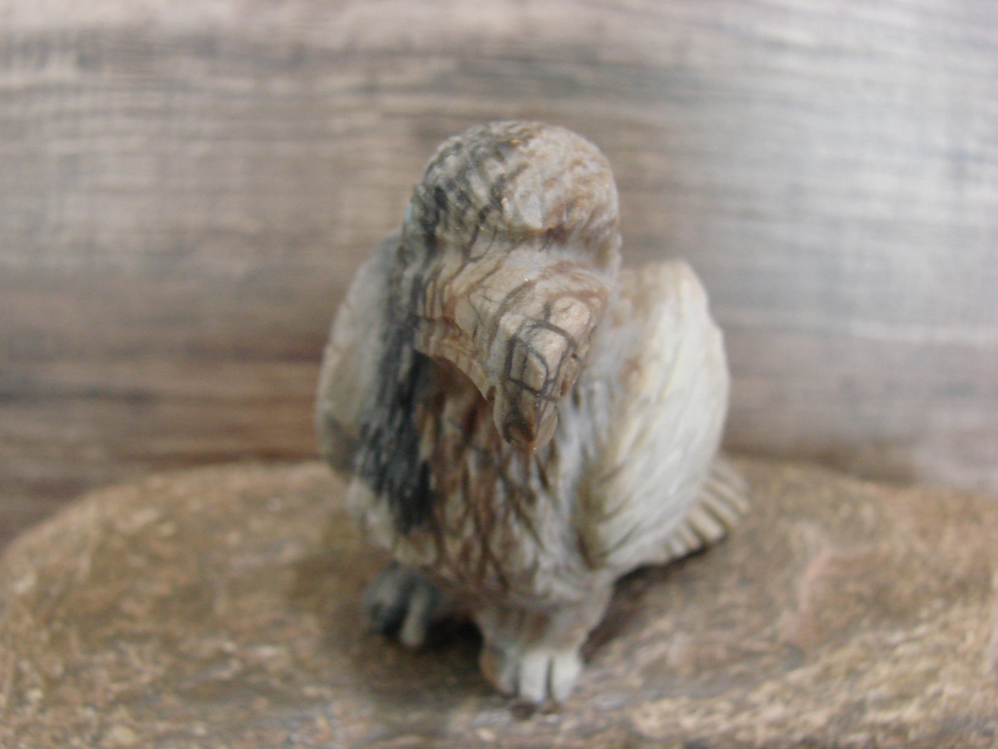 Native American Zuni Indian Picasso Marble Eagle Fetish- Mackel