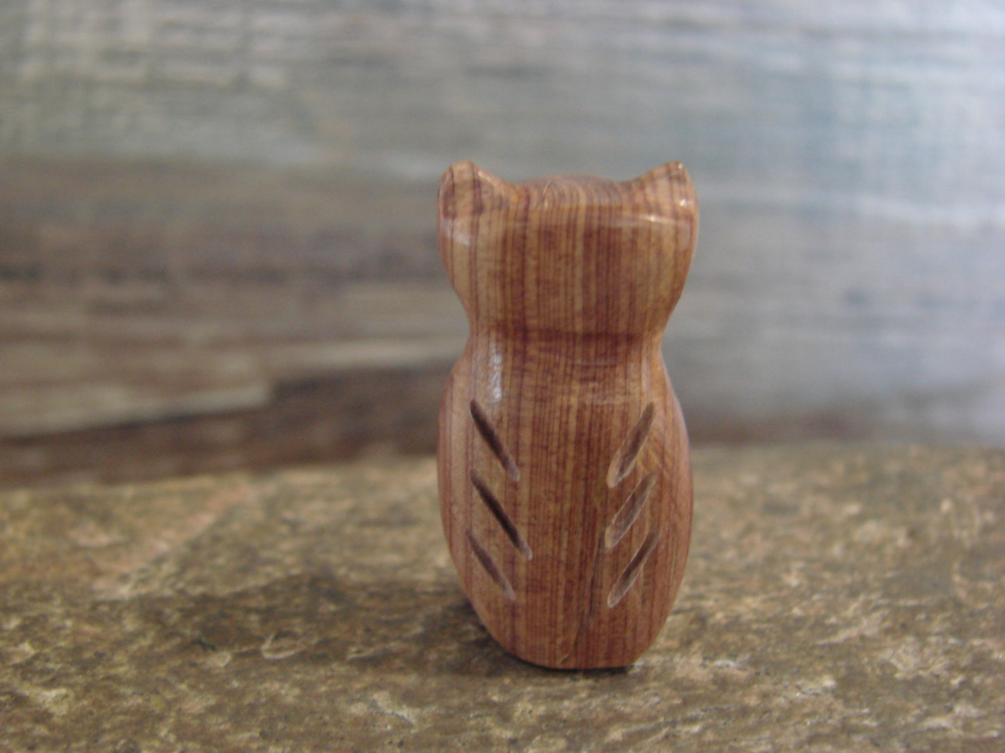 Native American Indian Hand Carved Cedar Owl Fetish - B. Phillips