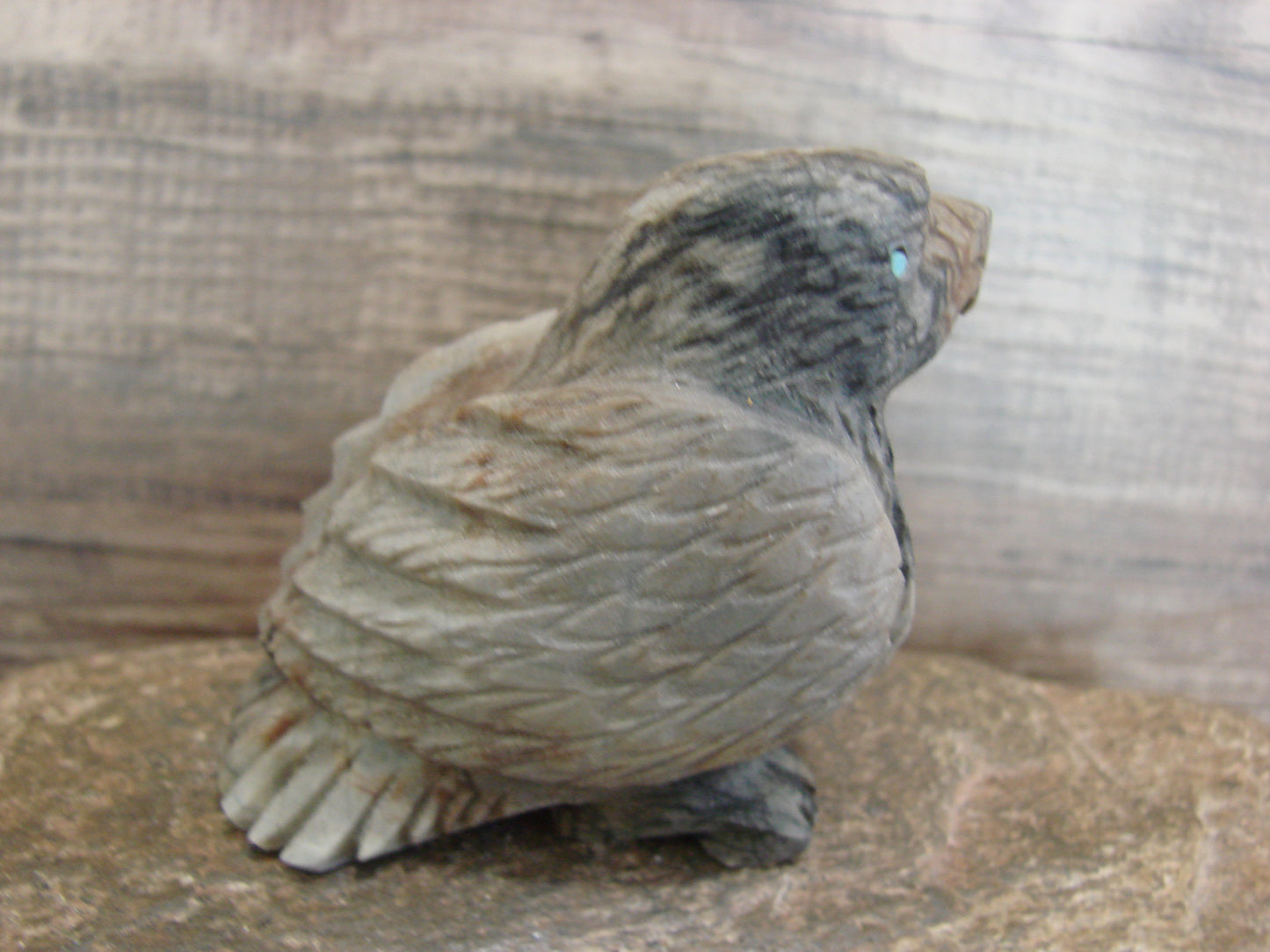 Native American Zuni Indian Picasso Marble Eagle Fetish- Mackel